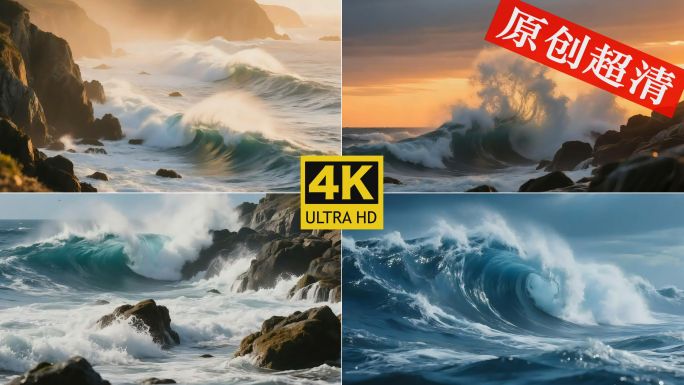 海浪 浪花 海浪拍打礁石 唯美海浪浪花