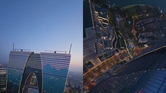 东方之门夜景穿越机竖屏