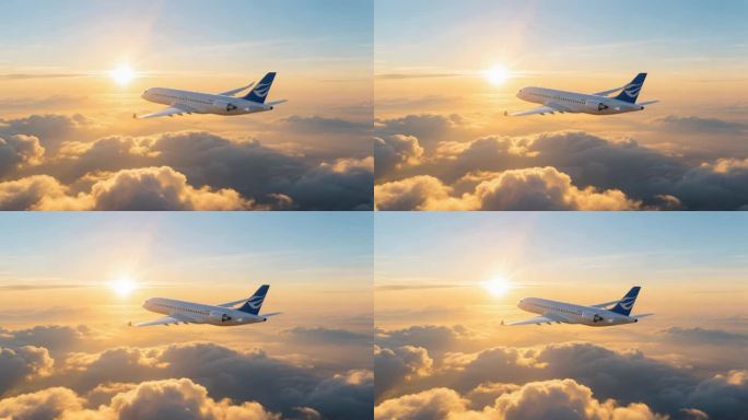 飞机云端日出飞行