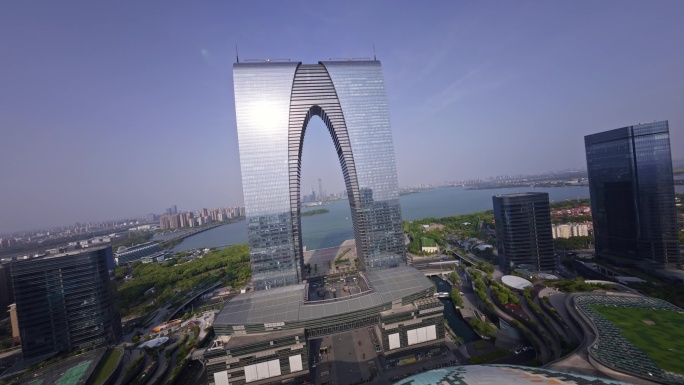 苏州工业园区东方之门穿越机一镜到底
