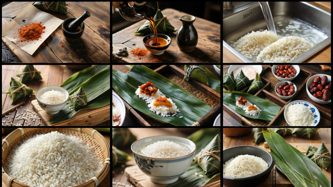 原创4K 端午节粽子雄黄酒美食粽子制作