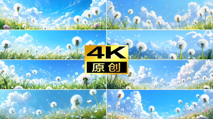 蓝天白云梦幻小清新蒲公英