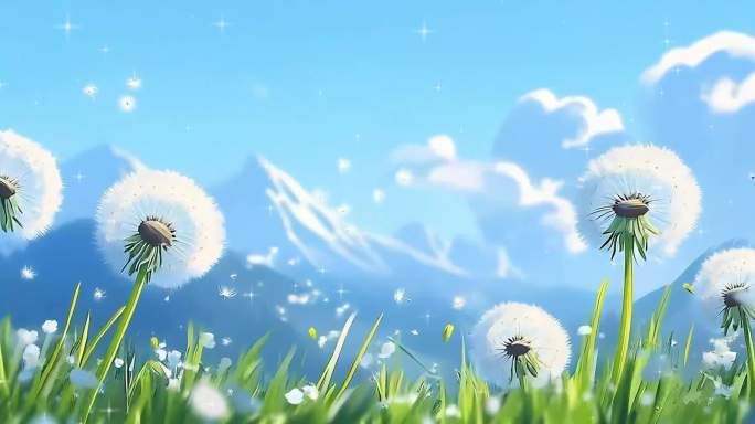 蓝天白云梦幻小清新蒲公英