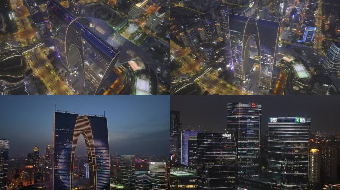 金鸡湖东方之门夜景
