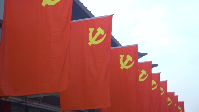 党政党建高举旗帜舞动红旗飘扬七一党的生日