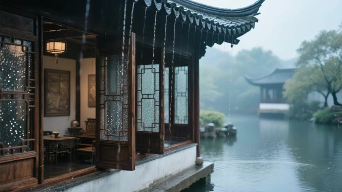 江南烟雨楼阁 古建筑 园林景观 水乡