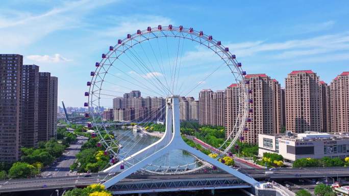 天津城市地标摩天轮延时景观