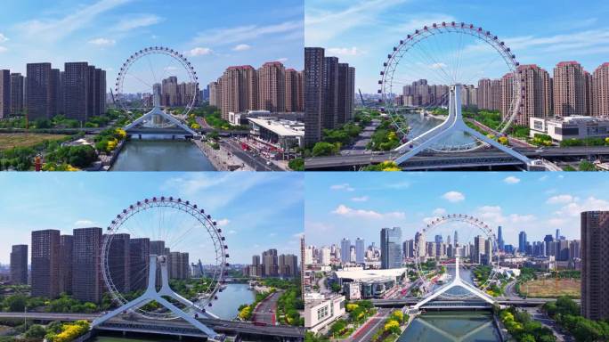 天津城市地标摩天轮延时景观