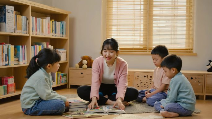 幼儿园老师授课场景 儿童课堂教育互动