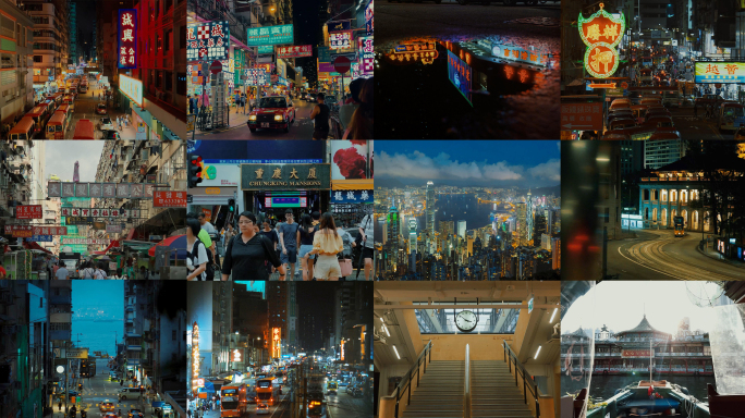 未调色香港人文旅拍港风霓虹灯招牌复古街景