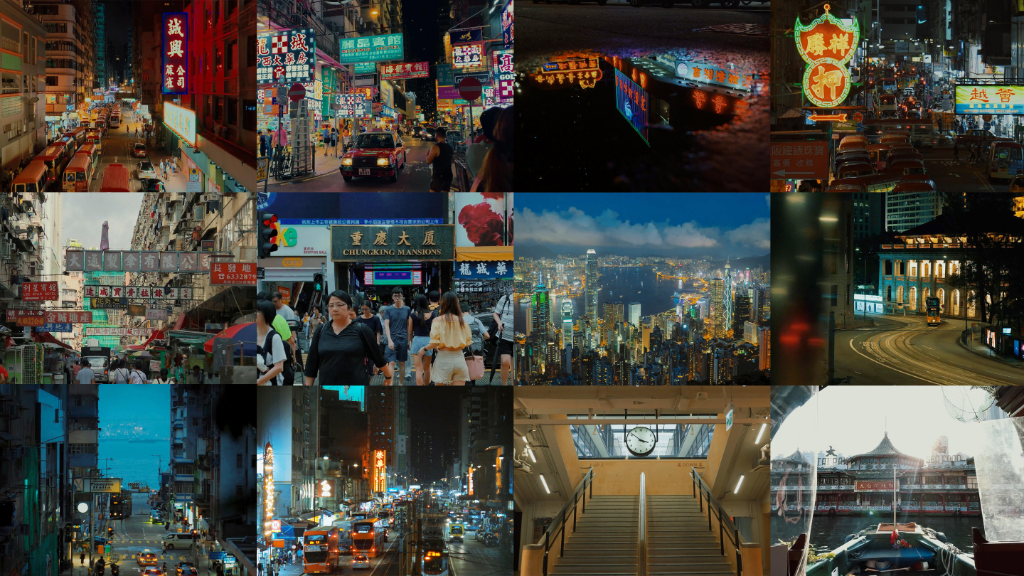 未调色香港人文旅拍港风霓虹灯招牌复古街景