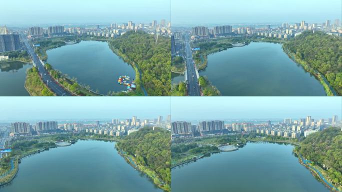 江西乐平市东湖公园航拍