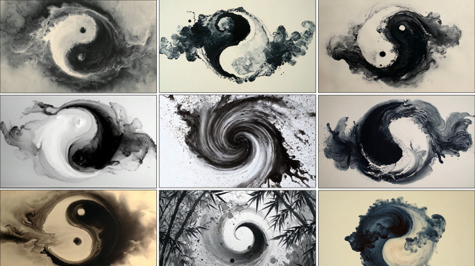 水墨旋涡太极 阴阳太极 水墨阴阳太极意境