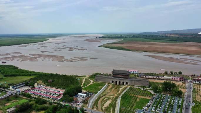 黄河潼关渡口景观航拍