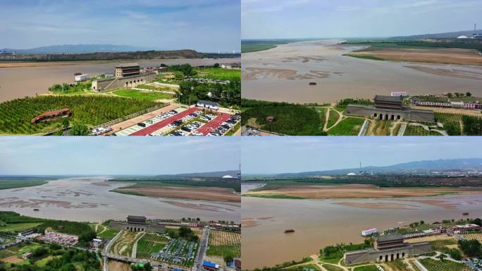 黄河潼关渡口景观航拍