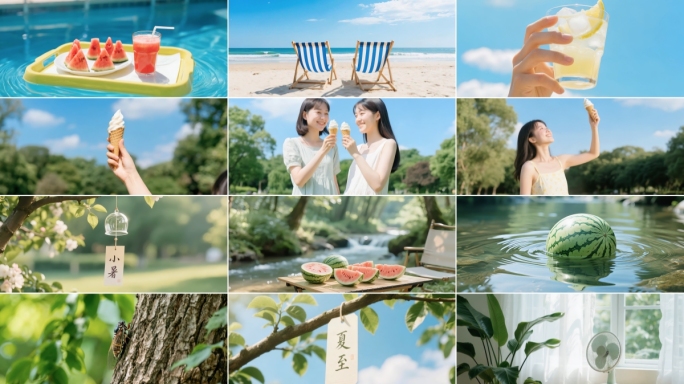 夏至 立夏 夏天 唯美小清新 西瓜冰淇淋