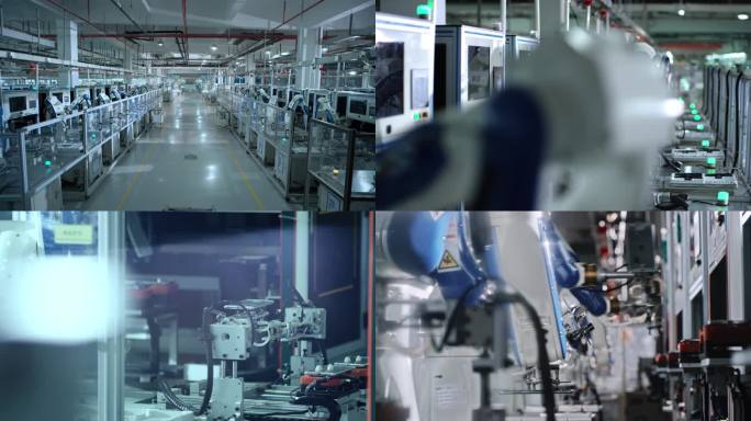 自动化工厂生产线手机产业机器人流水作业