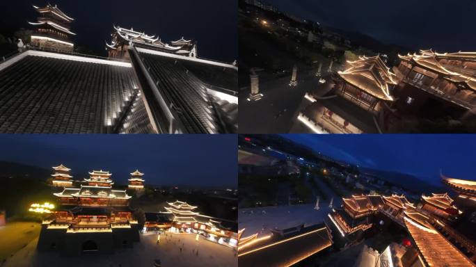 【正版原创实拍】恩施南门土司城穿越机夜景