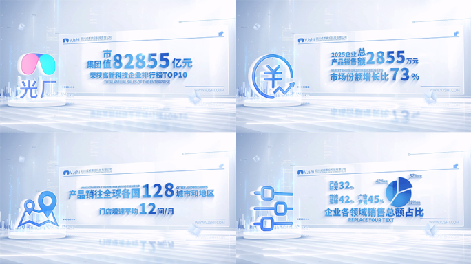 简约科技企业企业数据图表柱状图饼图