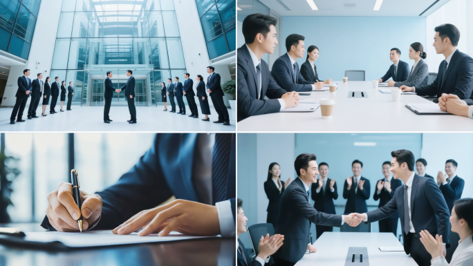 高端商务合作商务签约洽谈商务人士握手投资