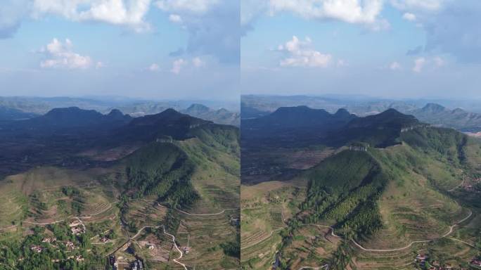 航拍临沂岱崮梯田山峦风光