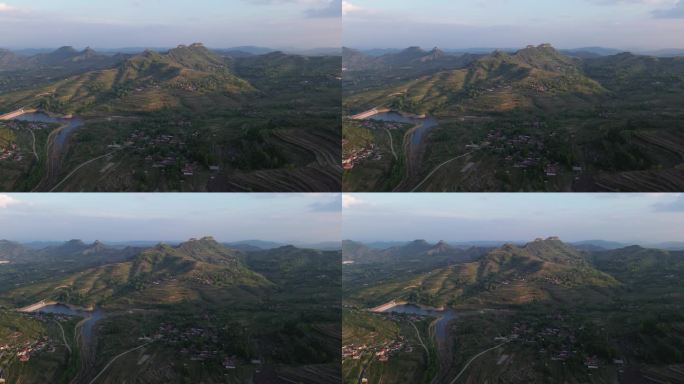 航拍临沂岱崮镇岱崮地貌风光