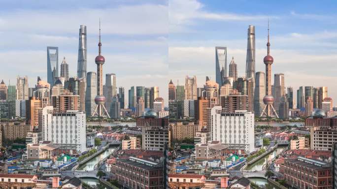 北外滩视角下的上海城市天际线日转夜延时