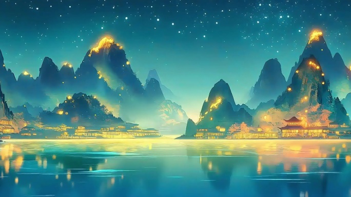 青绿山水 国风山水 古风舞蹈背景