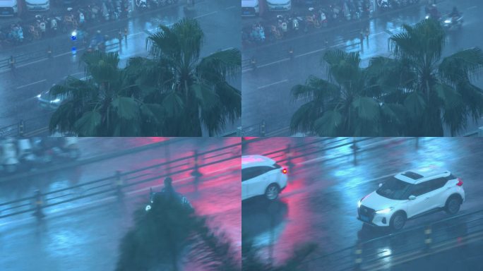 雨中城市车流