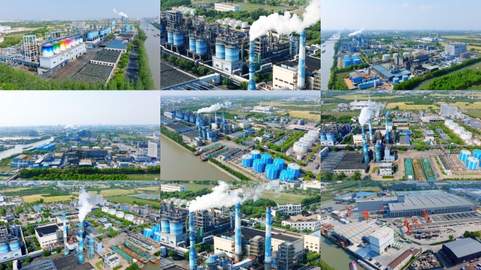 航拍石化炼化厂化工运河工厂厂区工业烟囱