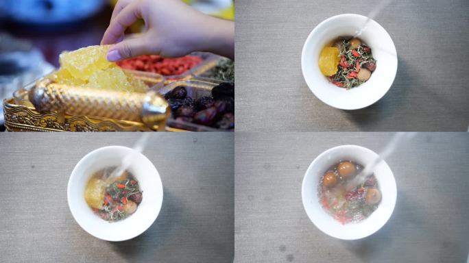 开水冲泡三炮台茶