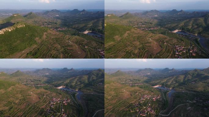 航拍临沂岱崮镇岱崮地貌风光