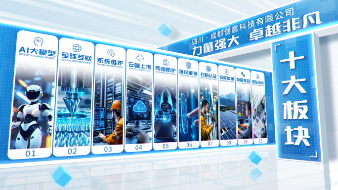 明亮科技企业立体图文分类架构展示