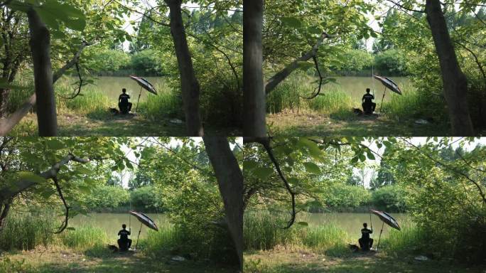 湖边垂钓的悠闲时光