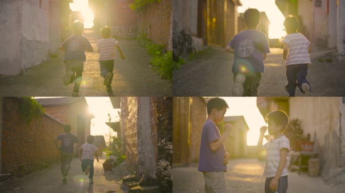 阳光下奔跑的男孩