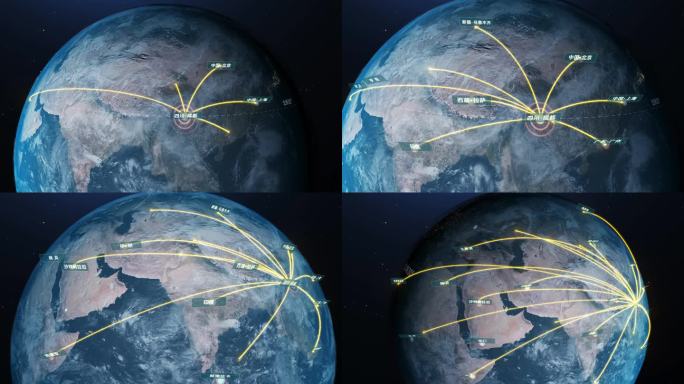 全球辐射互联互通 城市网络数据可视化