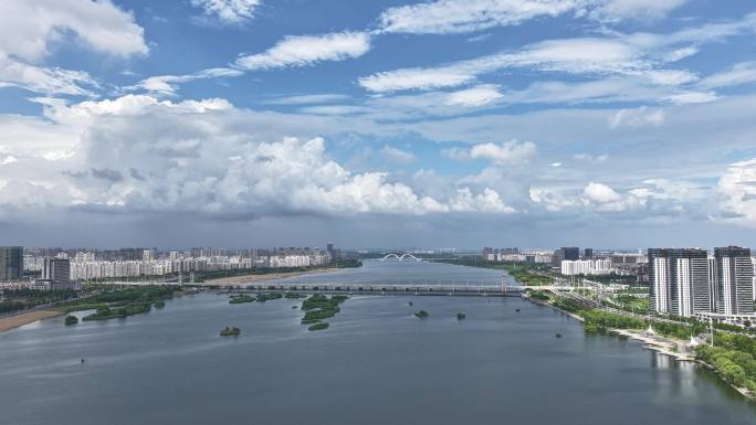 临沂沂河城市河流景观航拍