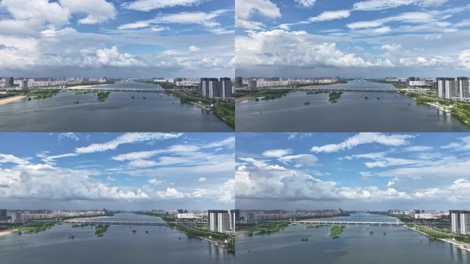 临沂沂河城市河流景观航拍