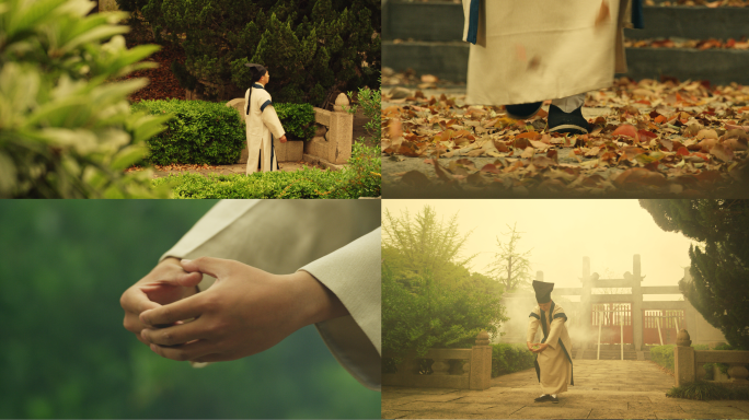 古代书生祭拜孔庙儒家