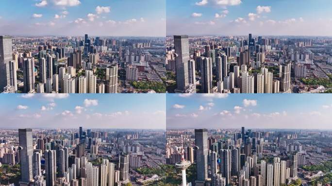 辽宁沈阳城市建筑林立的繁华都市全景