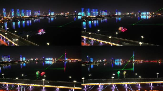 临沂沂河游船绚丽夜景灯光秀