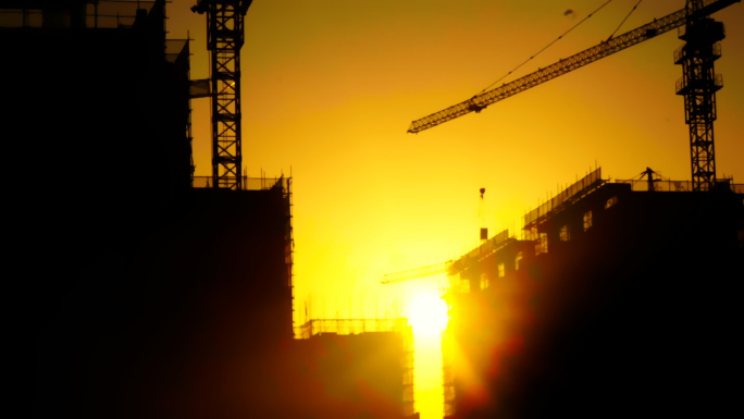 建筑工地延时城市建设工人施工
