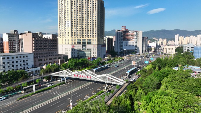 北京门头沟城区风光航拍