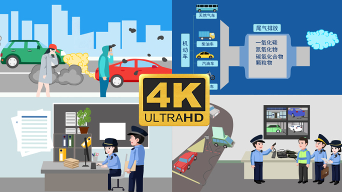 原创汽车尾气动画4k无字幕ae模板