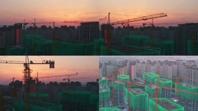 夕阳下的建筑工地
