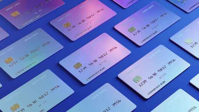 多张信用卡按图案排列。