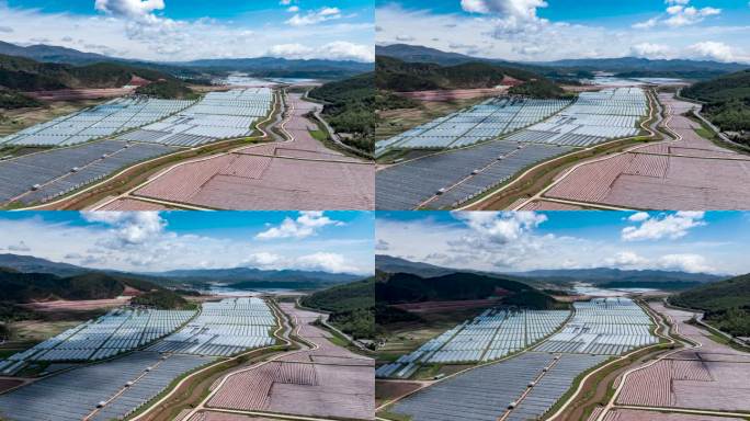 大凉山现代农业航拍延时农业科技大棚基地