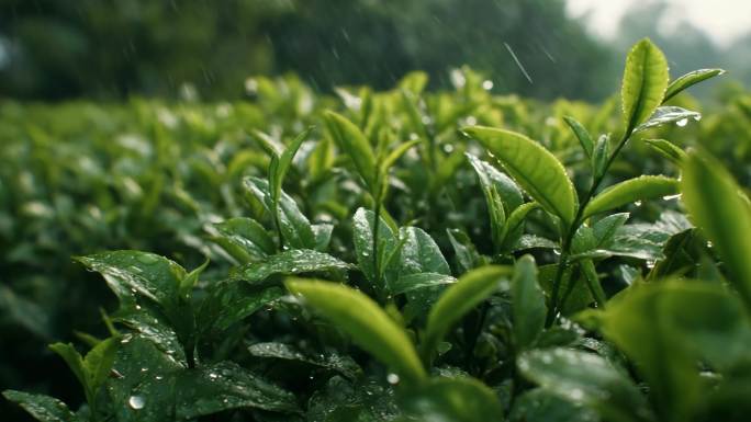 雨后茶园采摘茶 茶叶茶山茶艺茶园采茶
