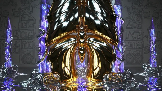 蝴蝶奇幻水晶能量装置水银金属