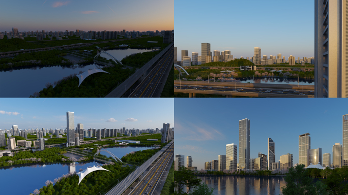 建筑生长城市发展天际线延时